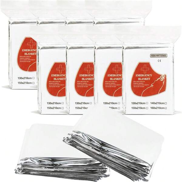 Manta de emergencia Mylar, paquete de 8 mantas espaciales Manta de supervivencia Mylar, perfecta para exteriores, senderismo, supervivencia en campamentos, bolsa de insectos, 210 cm x 160 cm