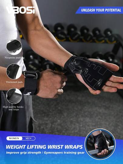 VBOSI 1 Pair Adjustable Ergonomic Grip Wrist Lifting Straps – Heavy-Duty Gym Handles For Secure & Comfortable Weightlifting For Women Men