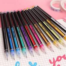 12/24pcs Metal Glitter Gel Pens For School/Office, Adult Coloring Books, Journals, Art Painting, Promotion Pens, School Supplies,Back To School - Multicolor - View 11