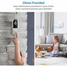 1080p Wireless Video Doorbell With Indoor Receiver, AI Human Detection, 2-Way Audio, Night, Cloud Storage, Real-Alerts, Home (Linen)