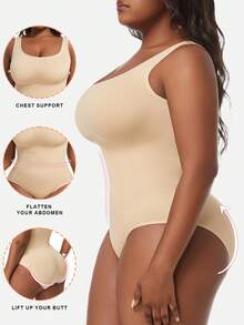 1 bộ đồ định hình toàn thân cỡ lớn cho nữ, bộ đồ liền thân liền mạch kiểm soát eo và bụng - Màu be - Xem 3