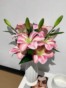 5/3/2/1 bông hoa ly giả dài 37cm/14.57in, bó hoa ly nở rộ, thích hợp trang trí nhà cửa, khách sạn, tiệc tùng, phòng ốc. - Nhiều màu - Xem 8