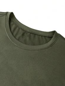 Men's Casual Letter & Spider Print Round Neck Short Sleeve T-Shirt, Summer - Army Green - View 6