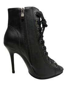 Platform Dance Heels 11cm Super Stable High Heels Indoor Outdoor Rubber Sole Leather Professional Dance Booties For Heels Class - Black 11cm - View 7