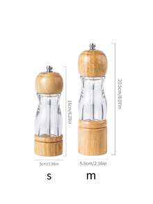 1 件/2 件/3 件手动胡椒研磨器研磨盐胡椒调味瓶陶瓷芯多用途香料瓶厨房工具 - 棕色 - 查看 3