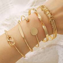 13-12-11-7-6-5pcs Set Fashionable Textured Heart-Shaped Metal Bangle Bracelets For Women, Bohemian Style Adjustable Stacking Bangles Suitable For Daily Life And Party Wear, Ideal Gift For Friends And Family Holiday