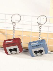 新款迷你复古录音机钥匙扣卡带迷你收音机音乐盒挂件钥匙链玩具可播放音乐录音趣味小型便携挂件