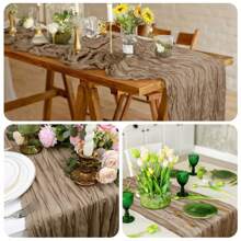 1 Stück Käsetuch Tischläufer Sommer Boho Landhaus Gaze Tischdecke 120 Zoll 10FT Käsetuch Läufer für Party Baby Dusche Heim Dekoration Feiertags Dekorationen