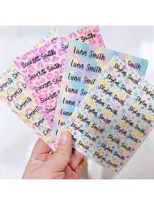 60/120pcs Personalized Customized Name Stickers Waterproof Labels, Identification Name Tags, Durable Self-Adhesive Labels 1.5x4.5cm, Multiple Holographic Glitter Styles Design, Perfect Gift Supplies For Organization, Office, Home Personal Use - Multicolor - View 14