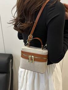 Bộ sưu tập xuân hè 2025mini Túi đeo vai/đeo chéo nữ màu đen dáng cứng cáp, túi đeo vai sang trọng, túi xách tay nữ, túi đeo chéo có dây xích, túi đeo vai du lịch và túi xách tay. - màu nâu - Xem 4