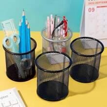 Qualsen 2 Packs Pen Pot, Pen Holder, Black Pencil Pots, Pen Holder For Desk, Mesh Desk Organizer Pen Pot Pencil Holders, Stationery Supplies Pencil Pots For Office, Home, Classroom New Pencil Holder Office Desk Metal Mesh Square Pen Pot Cup Case Container Organiser Durable Pencil Case