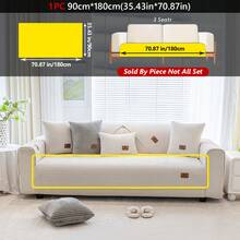 1PC Minimalist Velvet Straight Striped Plush Sofa Cushion – Pet-Friendly, Non-Slip, Fits 1/2/3/4-Seater Modular Sofas. Sofa Cover Protector For Living Room & Home Furniture, Decorative Cover With Label Design For A Premium Look.