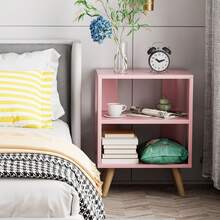 Bedside Table, Modern Open Storage Side Table, Double-Tier Nightstand, Suitable For Small Spaces, Living Rooms, And Bedrooms. - Hồng - Xem 7