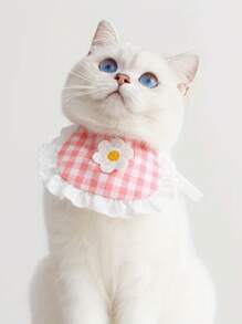 1pc Pet Daisy Plaid Bib, Cute Dog Bandana, Stylish Drool Bibs Suitable For Small/Medium Dogs And Cats