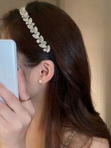 1 件时尚铆钉几何发带，优雅叶子设计发夹，适合女孩，日常防滑发饰，适合所有季节，发带，发箍，发饰 - 彩色 - 查看 5