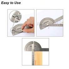 量角器角度计测量尺金属探测器180度量角器不锈钢木工木材测量工具 - 銀色 - 查看 10