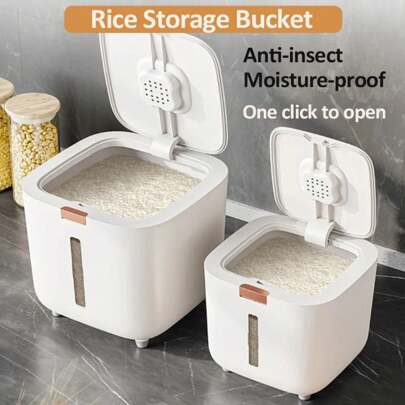 5kg Large Insect-Proof And Moisture-Proof Rice Bucket Cereal Sealed Jar Kitchen Storage Container Household Storage Box With Lid