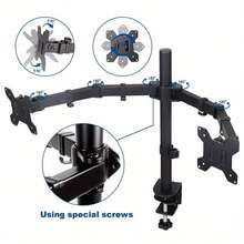 13"- 27" Double Dual Display Computer Screen Monitor Arm Mount Desk Stand LED CC - Black - View 9