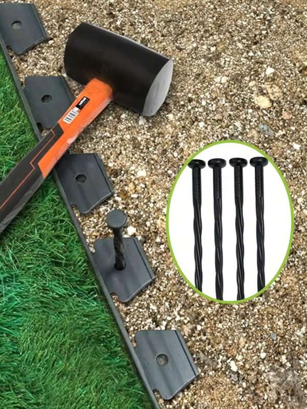 50pcs Plastic Landscape Edging Nails - No Digging Landscape Edging With Anchors, Securing Weeds Barrier, Paving Edges, Artificial Grass, Grass Paths, And More. For Yard, Garden Lawn, Barrier, Artificial Grass, Tent Pegs - Durable Plastic Garden Stakes For Securing Shade Nets, Barrier Fabrics And Lawn Coverings - Ideal For Orchards, Farms And Greenhouses, Agricultural Accessories | Pointed Stakes | Durable Plastic Stakes, Plant Support Gardening Stakes