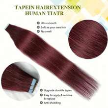 40Pcs/Pack Hair Extensions Tape In Hair Extensions Human Hair Straight Tape In Hair Extensions Blue&White Tape Are Send Randomly 16-26 Inch 20pcs 50g/Pack Real Human Hair Double-Side Tape Hair Extensions For Women - S99J - View 6
