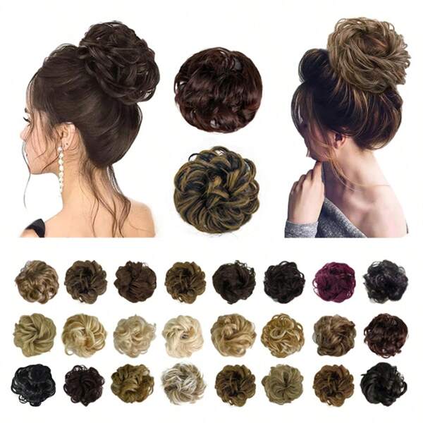 1pc European & American Style Scrunchie Wig, Natural Looking Bun Hairpiece, Fluffy Messy Wave For Short & Thin Hair, Suitable For Everyday Wear And Celebrations, Easy Styling