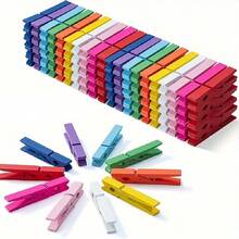 100 Pieces Of Wooden Clips - High-Quality Mixed Color Household Hangers, DIY Handicrafts, Photo And Memo Organization - Decorative Clips For Indoor And Outdoor Use, Creative Design, Composite Wooden Clothes Clips