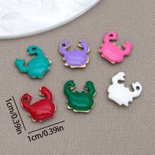 10pcs 10x10mm Cute Enamel Stainless Steel Crab Charms Mini Cute Marine Life Animal Pendants For DIY Ocean Bracelet Necklace Earrings Jewelry Making Crafts Accessories