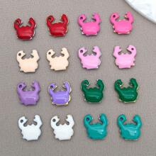 10pcs 10x10mm Cute Enamel Stainless Steel Crab Charms Mini Cute Marine Life Animal Pendants For DIY Ocean Bracelet Necklace Earrings Jewelry Making Crafts Accessories