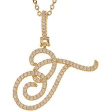 Gold Plated Initial Necklaces For Women Letter Pendant Necklaces Cubic Zirconia Stainless Steel Chain Iced Out Letter Necklace Birthday Gifts