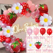 143 Stücke Erdbeere Ballon Bogen Set, rote und rosa grüne Ballons mit Erdbeere Ballon Girlande Bogen Set für süße Prinzessin Beeren erste Geburtstag Erdbeere Themen Baby-Shower Geburtstags Party Dekoration Set
