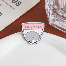 1 件 You Rock 可爱珐琅别针徽章 - 异想天开的云形合金胸针，带有粉色“YOU ROCK”珐琅，耐用的金属配件，适用于衣服、背包、夹克 - 粉紅色和灰色 - 查看 2