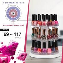 J JACKCUBE DESIGN Acrylic Rotating Nail Polish Display Stand Spinning Rack Holds 69 - 117 Bottles, 3 Tier Storage Holder Organizer Nail Polish, Makeup, Essential Oil And More - MK548B - 5Tier - View 10