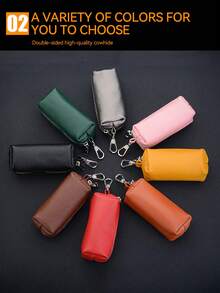 CyberDyer Praktyczna męska torebka na klucze do samochodu z krowiej skóry, duża pojemność, modna damska, uniwersalna torebka na klucze do użytku domowego, zapinana na zamek błyskawiczny
