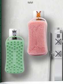 1 Pieza Exfoliador corporal de silicona, Cepillo de baño de silicona 2 en 1, Esponja de silicona suave para piel sensible, Masajeador del cabelludo de silicona para la ducha, Fácil de limpiar, Hace buena espuma