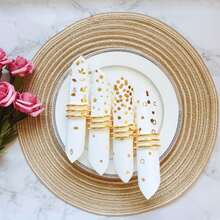 100 PK Gold Napkins - 4 Assorted Designs - 3-Ply Cocktail Napkins Folded 5 X 5 Inches Bar Napkins Disposable Party Napkins Paper Napkins Dinner For Wedding Birthday Graduation 2025 - 金色 - 查看 2