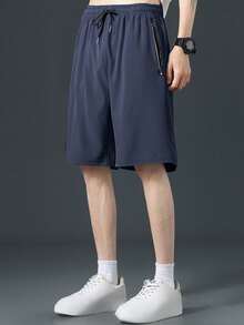 メンズ クイックドライ カジュアル クールな通気性のビーチアウトドアスポーツショーツ - ネイビーブルー - チェックする 5