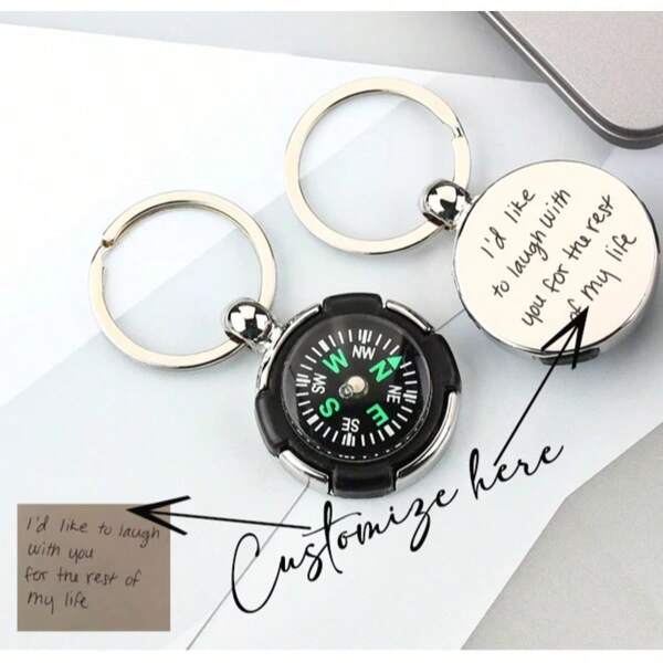 Compass Handwriting Bottle Opener, Personalized Handwriting Keychain, Handwriting Customized Keyring, Gift For Dad