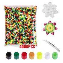2400 pezzi Kit fai da te per creare perline a fusione, 24 colori vivaci di perline da fondere, con tavoletta, carta da stiro e pinzette - Set regalo creativo per compleanni (perline da 5mm) - Fagioli - Visualizzare 16