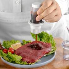 1 pieza Pincel de silicona para aceite con tapa, para untar aceite, salsa, bistec, parrilla, herramienta de cocina