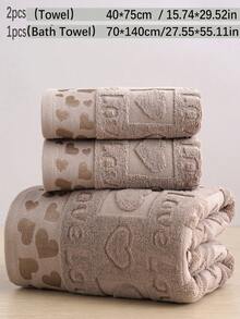 QIBHI 1/2/3/9件装提花心形浴巾/洗脸巾，柔软吸水，浴室装饰，情侣、派对、情人节礼物，多种尺寸可选，适用于美容院、家庭浴室、酒店、运动场所、家居用品、毛巾、护肤浴巾 - 卡其色 - 查看 9