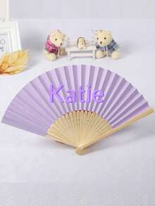 Personalized Name Strawberry Pattern White Folding Hand Fan, Elegant Polyester Fan, Suitable For Weddings, Wedding Showers, Birthdays, Baptisms And First Communions - No Electricity Required, Feather Fan - White - View 18