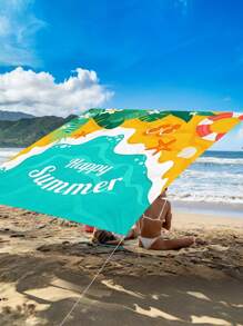 1pc Festive Printed Canopy, Outdoor Patio/Garden Sun Shade, Beach/Camping Shelter, Extra Large Size, Digital Printing Pattern, Washable & Fade Resistant, (Poles Not Included), Ropes Provided