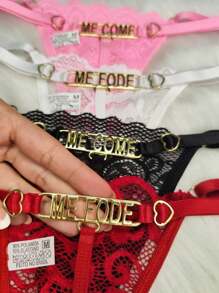 Calcinha com PLAQUINHA com palavra em metal M.E F.O.D.E roupa intima lingerie feminina