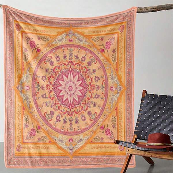 Couverture en flanelle avec imprimé floral bohème vintage - Douce, chaude, polyvalente pour le canapé, le lit, la voiture, le bureau, le camping | Convient pour un cadeau à utiliser toute l'année