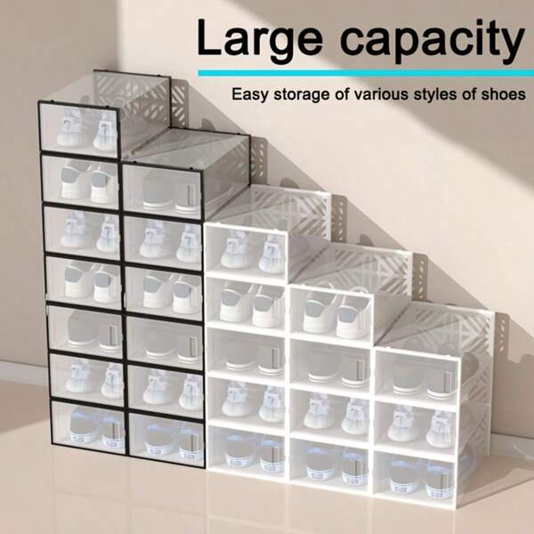 2 cajas de zapatos plegables premium: zapateros independientes apilables que ahorran espacio para guardar zapatos, zapatillas y botas. Ideales para la entrada, el dormitorio, la decoración y la organización del hogar.