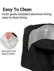 1pc Insulating Lunch Bag A To Z Letter Print Women Cooler Handbags Student Thermal Lunch Bags For Work Thermal Bag For Women Insulated Refrigerated Lunch Box Bag For Man Picnic Bag Fridge Bag Name Initials Pattern Cooler Lunch Box Ice Pack Storage Bag Back To School School Stuff Bag For School Lunch Bag For Women Cooler Bag Picnic Accessories School Accessories - Black - View 4