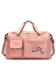 Bolsa de viaje con huellas de patitas de cachorro, bolsa de deporte y mochila multifunción, bolsa de viaje de nailon de gran capacidad y casual, ligera, adecuada para gimnasio, deportes, pernoctación