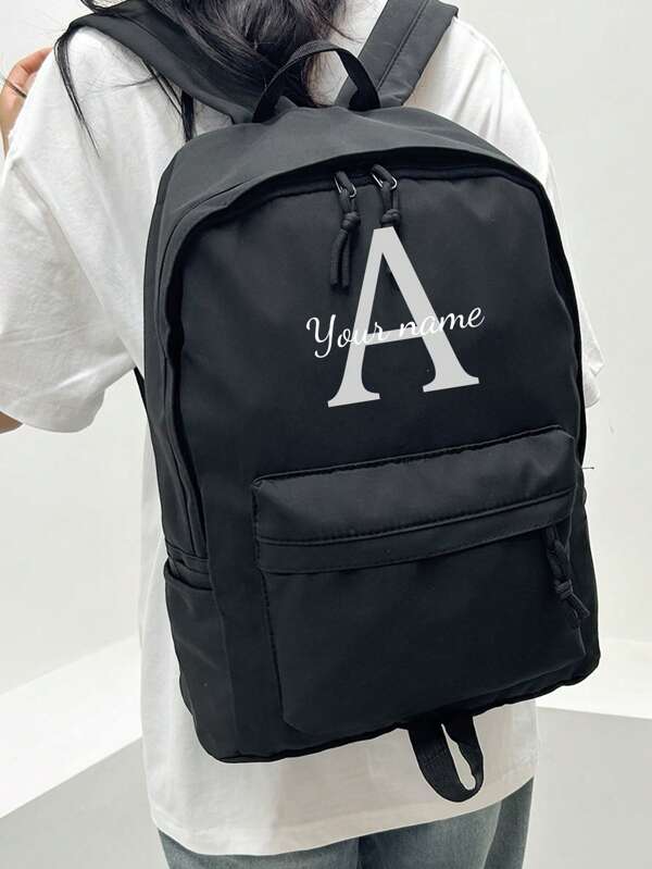 Personalized Name Backpack - Lightweight Large Capacity School And Travel Backpack With Floral Decoration, Adjustable Straps And Zipper Closure, Fabric For College, Commuting, Daily Use, School Backpack, Commuter Bag, Decorative Floral Embellishment, Hand Wash OK, Sturdy Construction