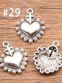 2 件哥特式心形吊坠，万圣节圣心吊坠，心形骷髅 Ex Voto Milagros 吊坠，可用于珠宝制作 - 銀色 - 查看 14