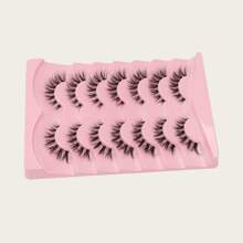 7pcs/Set Transparent Band False Eyelashes, Natural Eyelashes, Cat-Eye Lashes